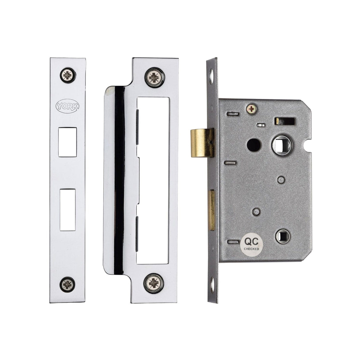 York Security Locks & Latches Polished Chrome / Polished Nickel / Bathroom Lock / 2.5" / 65mm York - Bathroom Lock 2 1/2" PC&PN