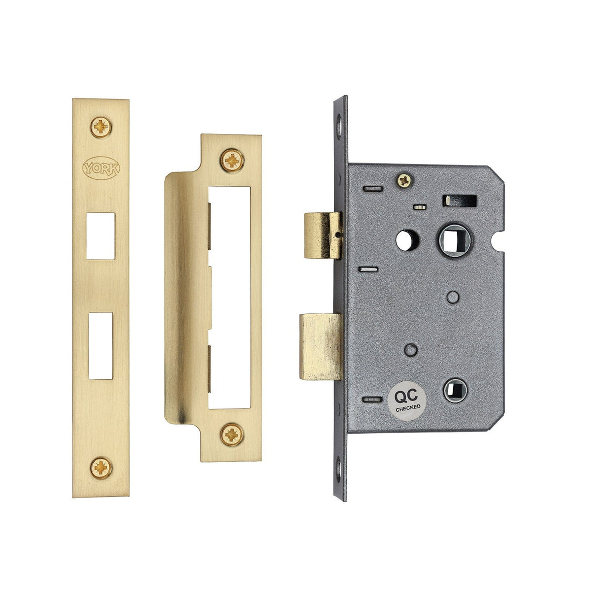 York Security Locks & Latches Satin Brass / Bathroom Lock / 2.5" / 65mm York - Bathroom Lock 2 1/2" SB