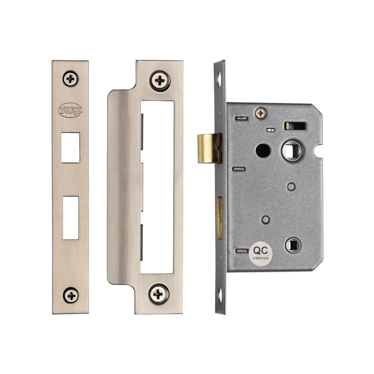 York Security Locks & Latches Satin Chrome / Nickel Finish / Bathroom Lock / 2.5" / 65mm York - Bathroom Lock 2 1/2" SN&SC