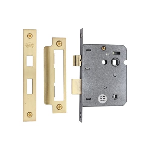 York Security Locks & Latches Satin Brass / Bathroom Lock / 3" / 76mm York - Bathroom Lock 3" Satin Brass finish