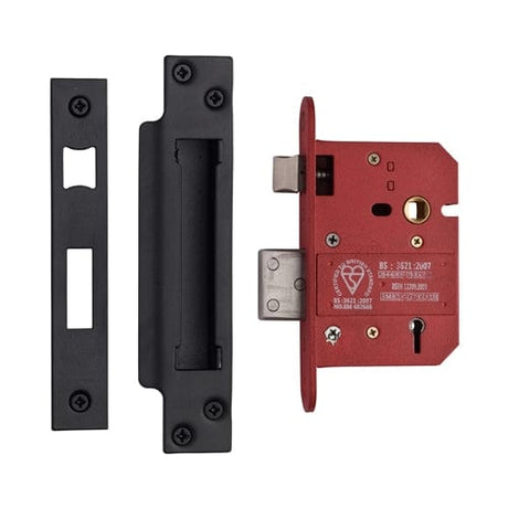 York Security Locks & Latches Matt Black / 5 Lever Sashlocks / 3" / 76mm York British Standard 5 Lever Sashlock 3" - Matt Black