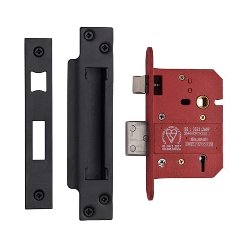 York Security Locks & Latches Matt Black / 5 Lever Sashlocks / 3" / 76mm York British Standard 5 Lever Sashlock 3" - Matt Black