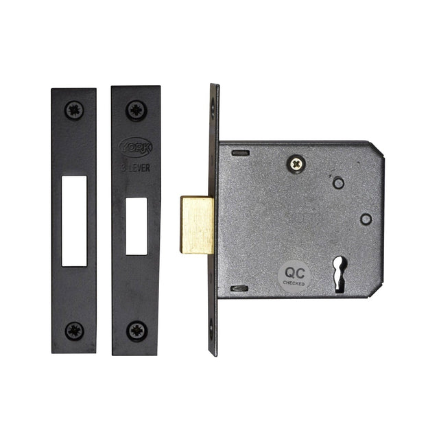 York Security Locks & Latches Matt Black / 3 Lever Deadlocks / 3" / 76mm York Security - 3" Deadlock 3 Lever - Matt Black