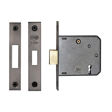 York Security Locks & Latches Matt Bronze / 3 Lever Deadlocks / 3" / 76mm York Security - 3" Deadlock 3 Lever - Matt Bronze