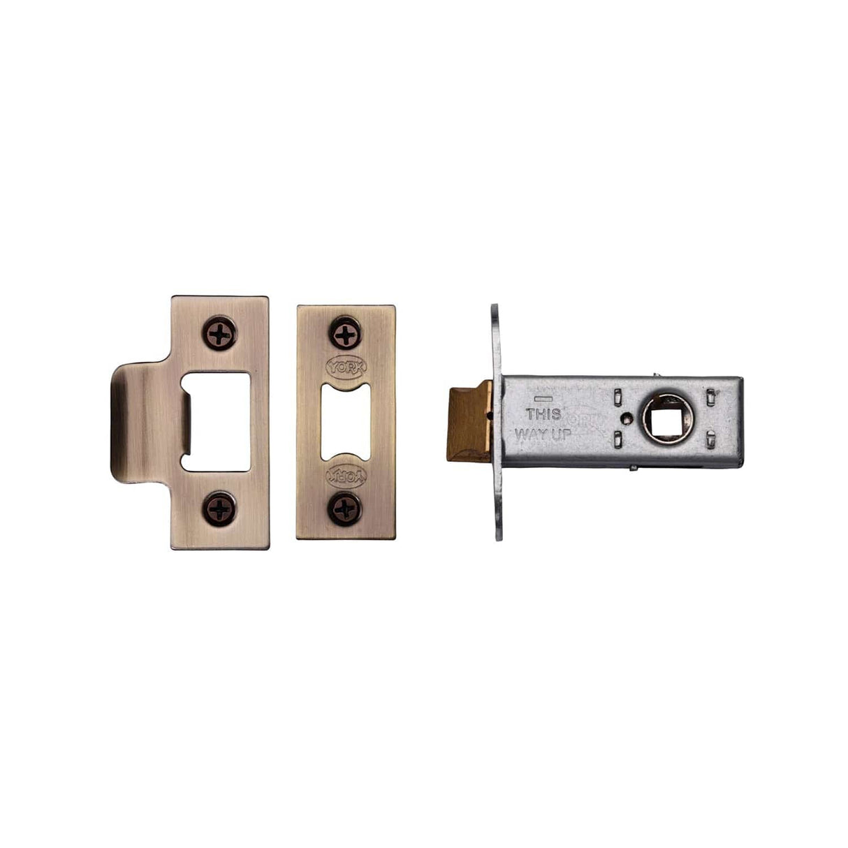 York Security Locks & Latches Antique Brass / Tubular Mortice Latch / 2.5" / 65mm York Security - Architectural Tubular Latch 2 1/2" - Antique Brass