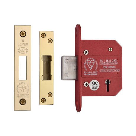 York Security Locks & Latches Polished Brass / 5 Lever Deadlocks / 2.5" / 65mm York Security - British Standard 5 Lever Deadlock 2 1/2" - Polished Brass
