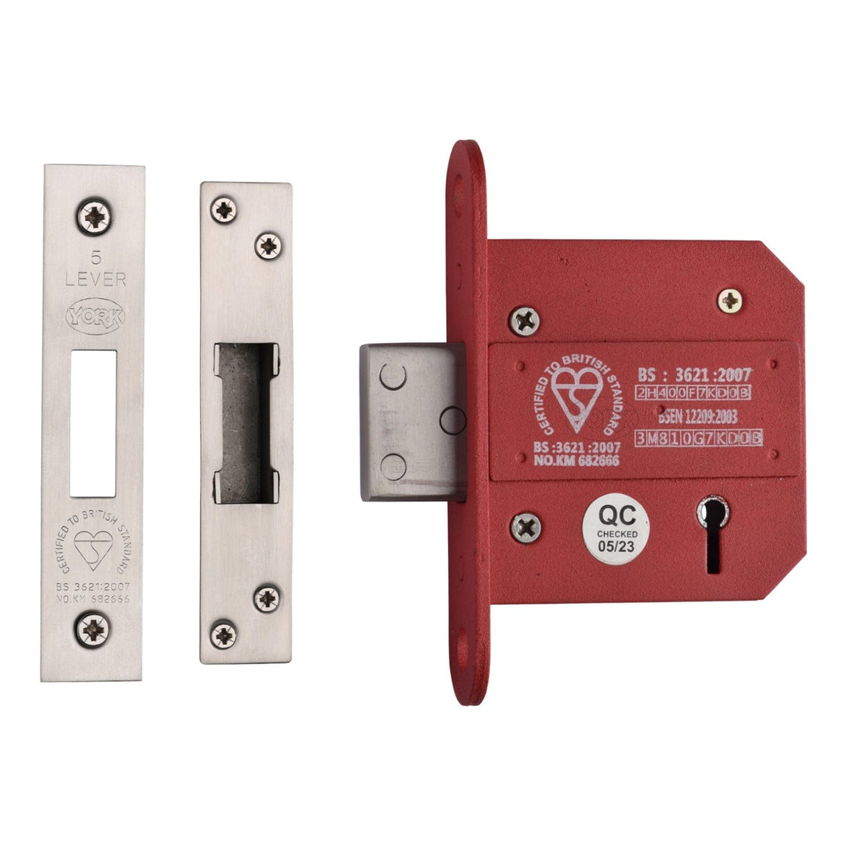 York Security Locks & Latches Satin Chrome / Nickel Finish / 5 Lever Deadlocks / 3" / 76mm York Security - British Standard 5 Lever Deadlock 3" - Satin Chrome / Nickel Finish