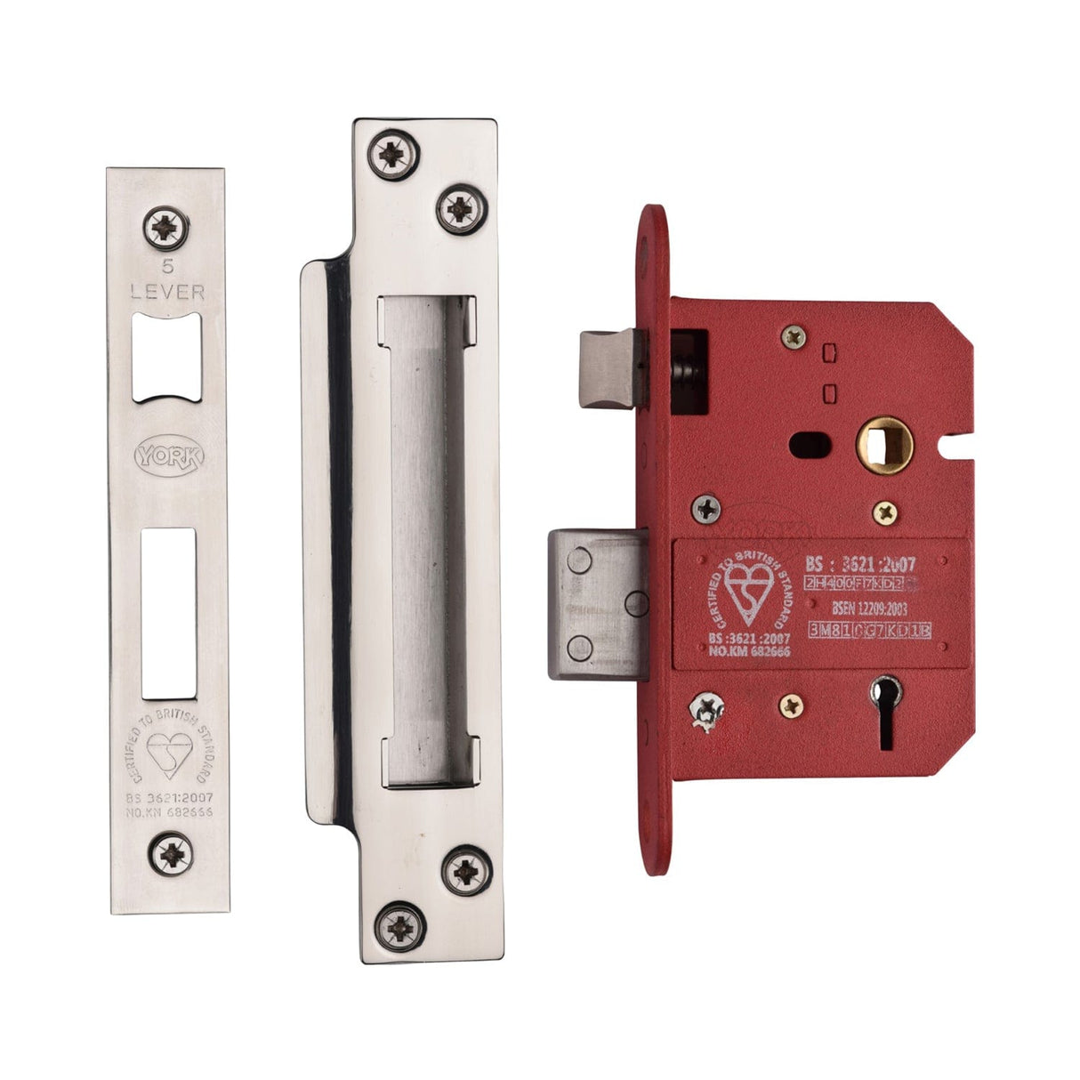 York Security Locks & Latches Polished Chrome / Polished Nickel / 5 Lever Sashlocks / 3" / 76mm York Security - British Standard 5 Lever Sashlock 3" - Polished Chrome / Polished Nickel