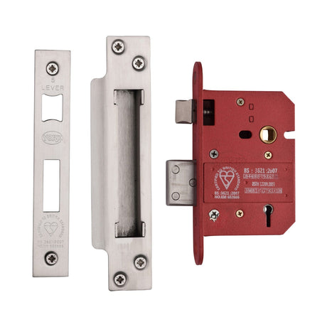 York Security Locks & Latches Satin Chrome / Nickel Finish / 5 Lever Sashlocks / 3" / 76mm York Security - British Standard 5 Lever Sashlock 3" - Satin Chrome / Nickel Finish
