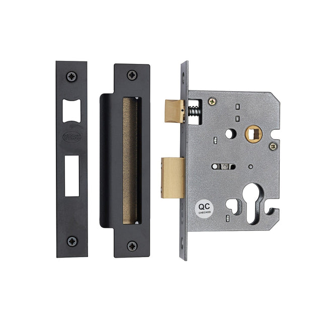 York Security Locks & Latches Matt Black / Euro Profile Sashlock / 3" / 76mm York Security - Euro Profile Sashlock 3" - Matt Black
