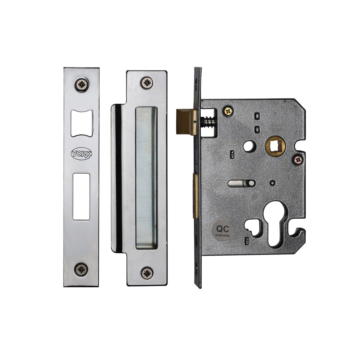 York Security Locks & Latches Polished Chrome / Polished Nickel / Euro Profile Sashlock / 3" / 76mm York Security - Euro Profile Sashlock 3" - Polished Chrome / Polished Nickel