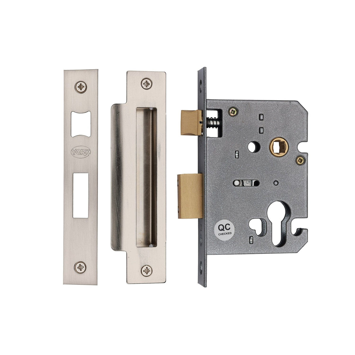 York Security Locks & Latches Satin Chrome / Nickel Finish / Euro Profile Sashlock / 3" / 76mm York Security - Euro Profile Sashlock 3" - Satin Chrome / Nickel Finish