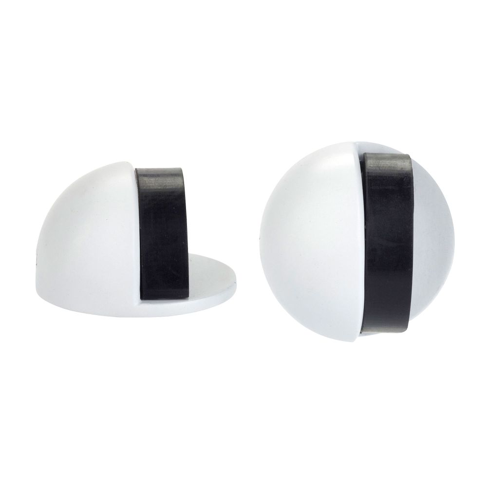 High quality image of the Zoo Hardware - Door Stop - Floor Mounted Oval - 45mm dia - White finish | Sku. zas06-pcw | available to order from Trade Door Handles.
