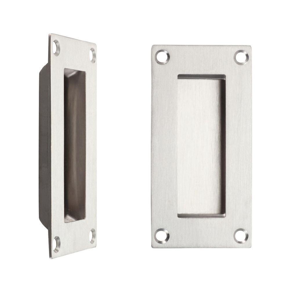 High quality image of the Zoo Hardware - Flush Pull - 100mm x 50mm - Stain Stainless Steel | Sku. zas10ss | available to order from Trade Door Handles.