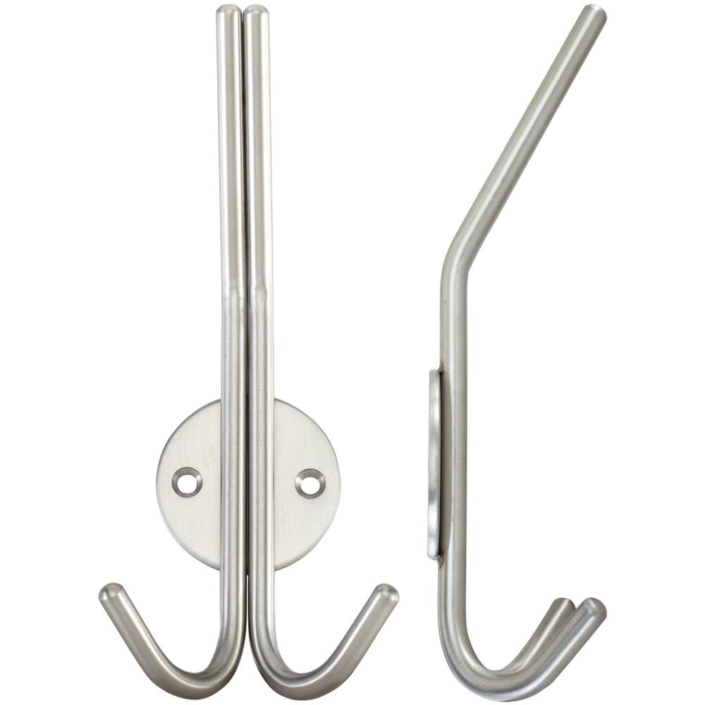 High quality image of the Zoo Hardware - Double Hat and Coat Hook - Stain Stainless Steel | Sku. zas71ss | available to order from Trade Door Handles.