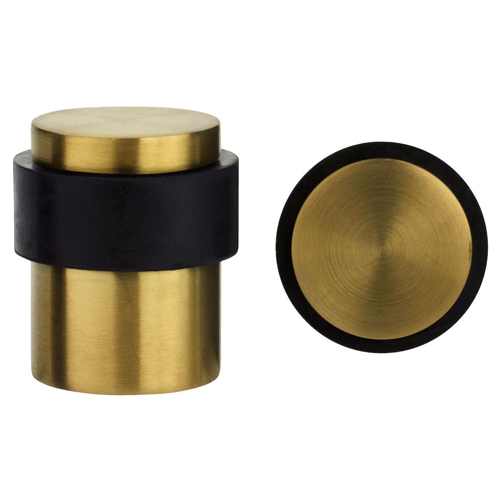 High quality image of the Zoo Hardware - Door Stop Floor Mounted - Round Collar - Flat Top - Favo Satin Brass | Sku. zas85-fsb | available to order from Trade Door Handles.