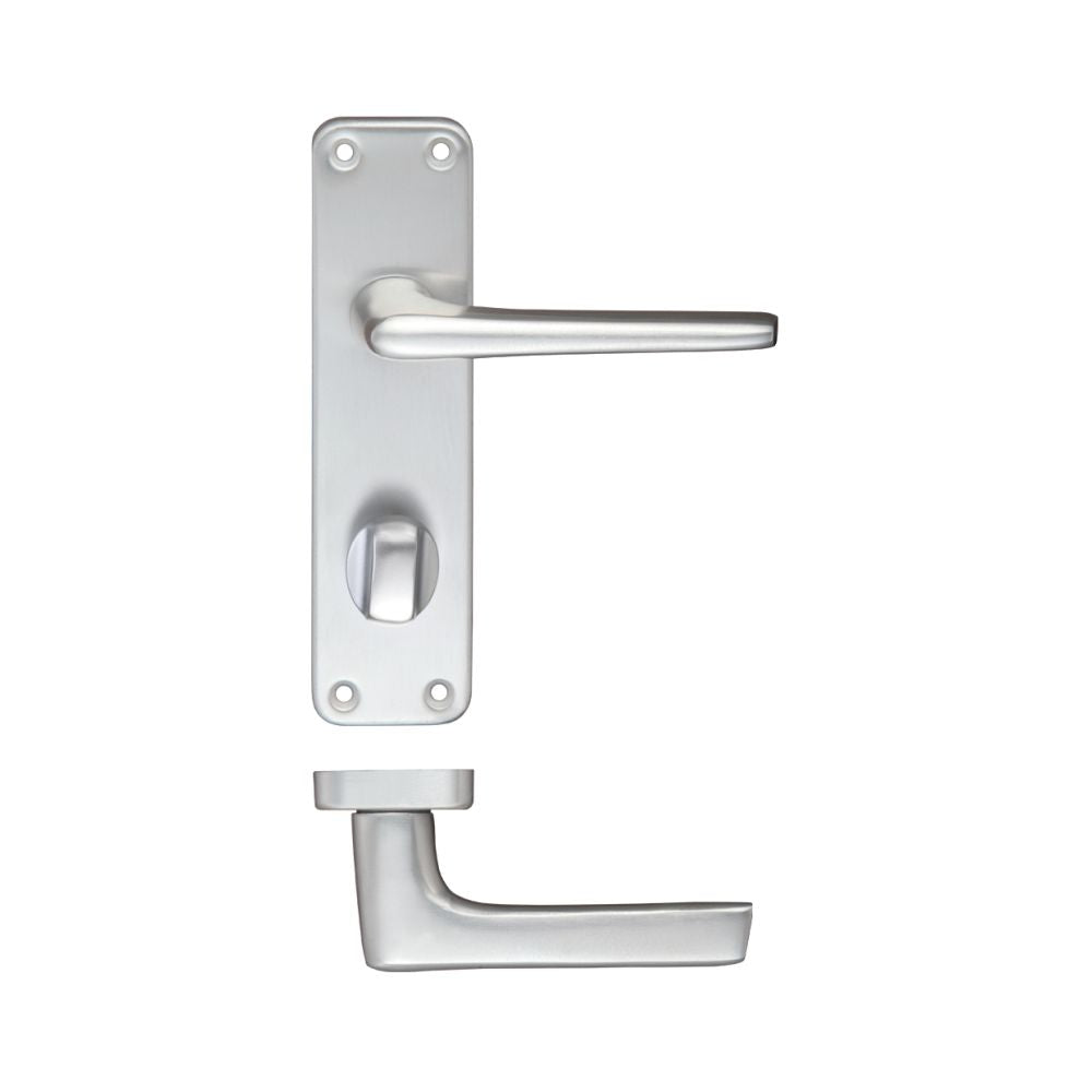 High quality image of the Zoo Hardware - Contract Aluminium Lever on Privacy Backplate | Sku. zca23sa | available to order from Trade Door Handles.