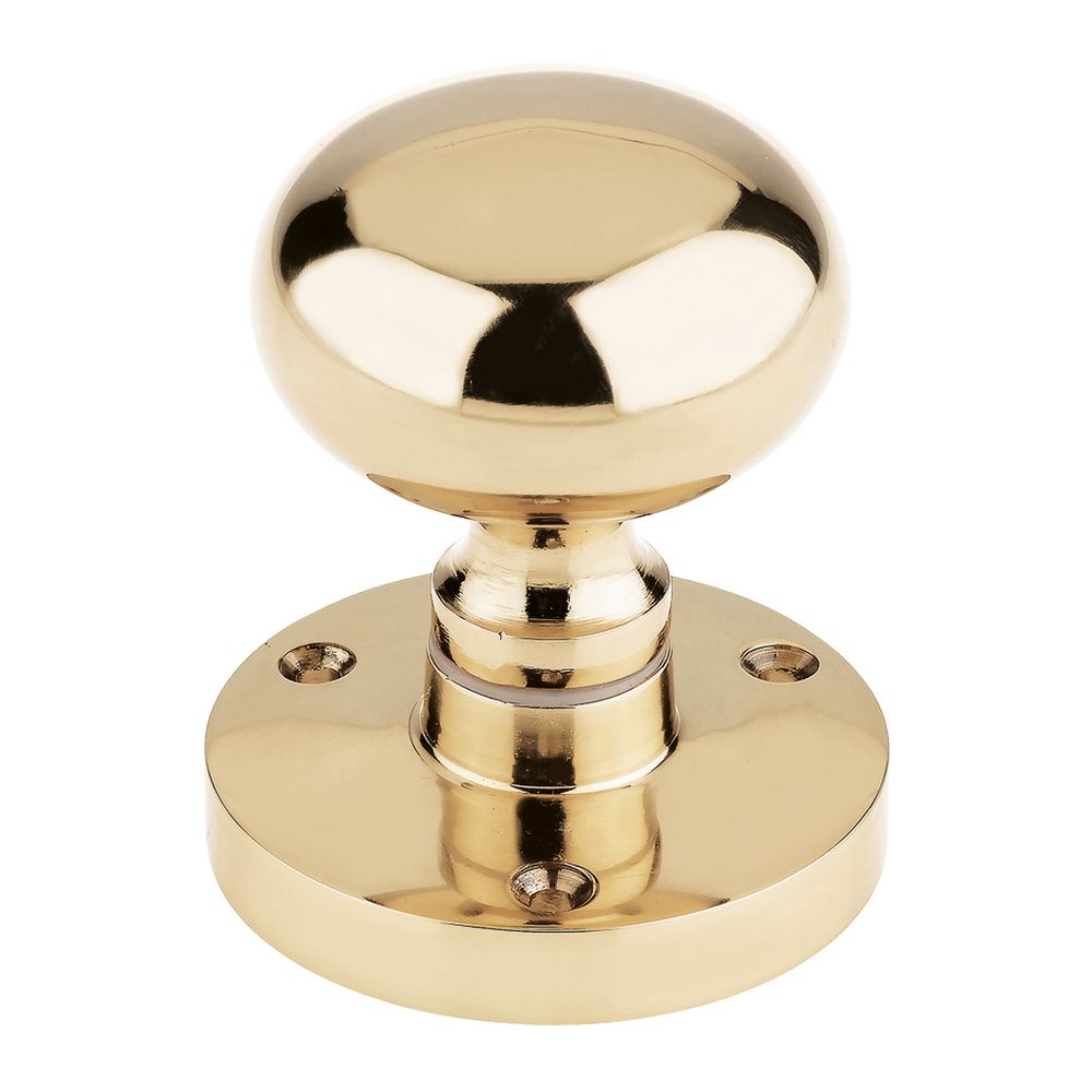 High quality image of the Zoo Hardware - Zoo Mushroom Mortice Knob 61.5mm Rose dia. 52mm dia knob - Polished Brass | Sku. zcb35 | available to order from Trade Door Handles.