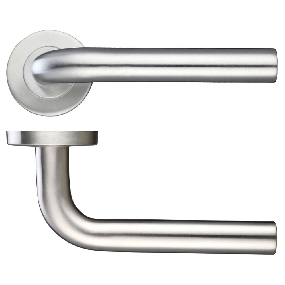High quality image of the Zoo Hardware - 19mm Radius Lever - Push On Rose - 52mm Dia - Grade 201 - Stain Stainless Steel | Sku. zcs2020ss | available to order from Trade Door Handles.