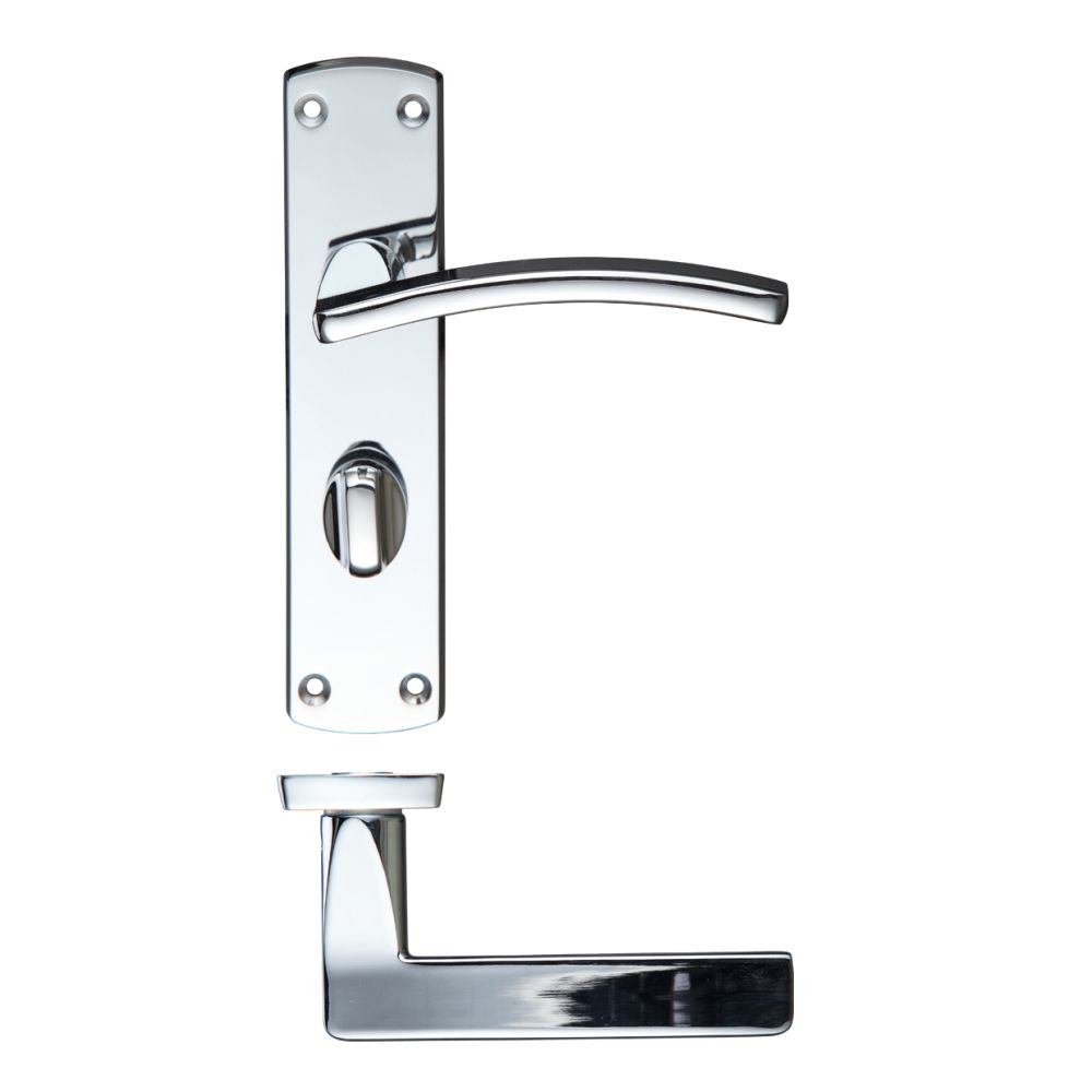 High quality image of the STANZA - Toledo Lever Bathroom (57mm c/c) On Backplate 170mm x 40mm - Polished Chrome | Sku. zcz033cp | available to order from Trade Door Handles.