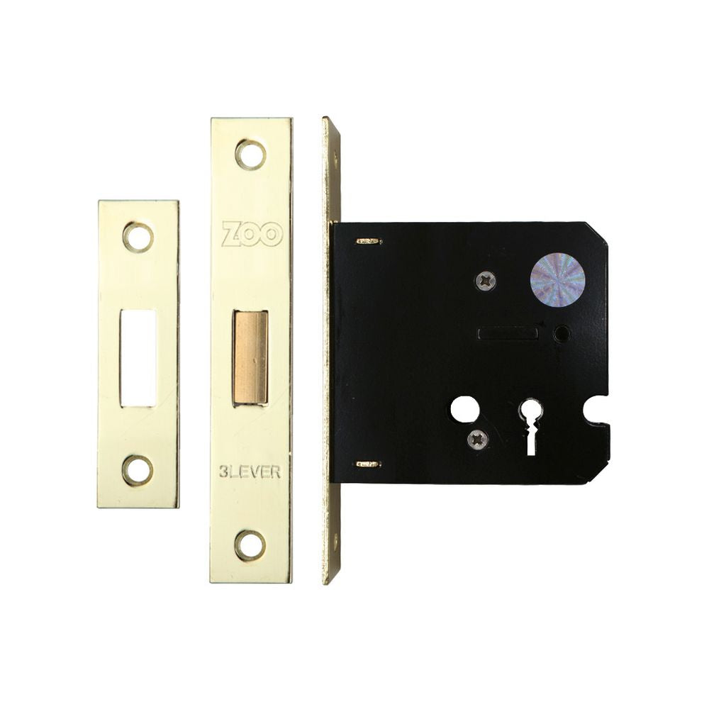 High quality image of the Zoo Hardware - 3 Lever Dead Lock 3" - smaller case - Electro Brass | Sku. zdc376eb | available to order from Trade Door Handles.