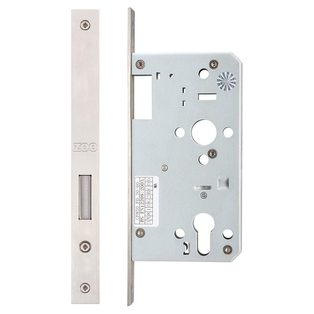 High quality image of the Vier - Din Euro Deadlock - Backset 60mm - SingleThrow - Stain Stainless Steel | Sku. zdl0060stss | available to order from Trade Door Handles.
