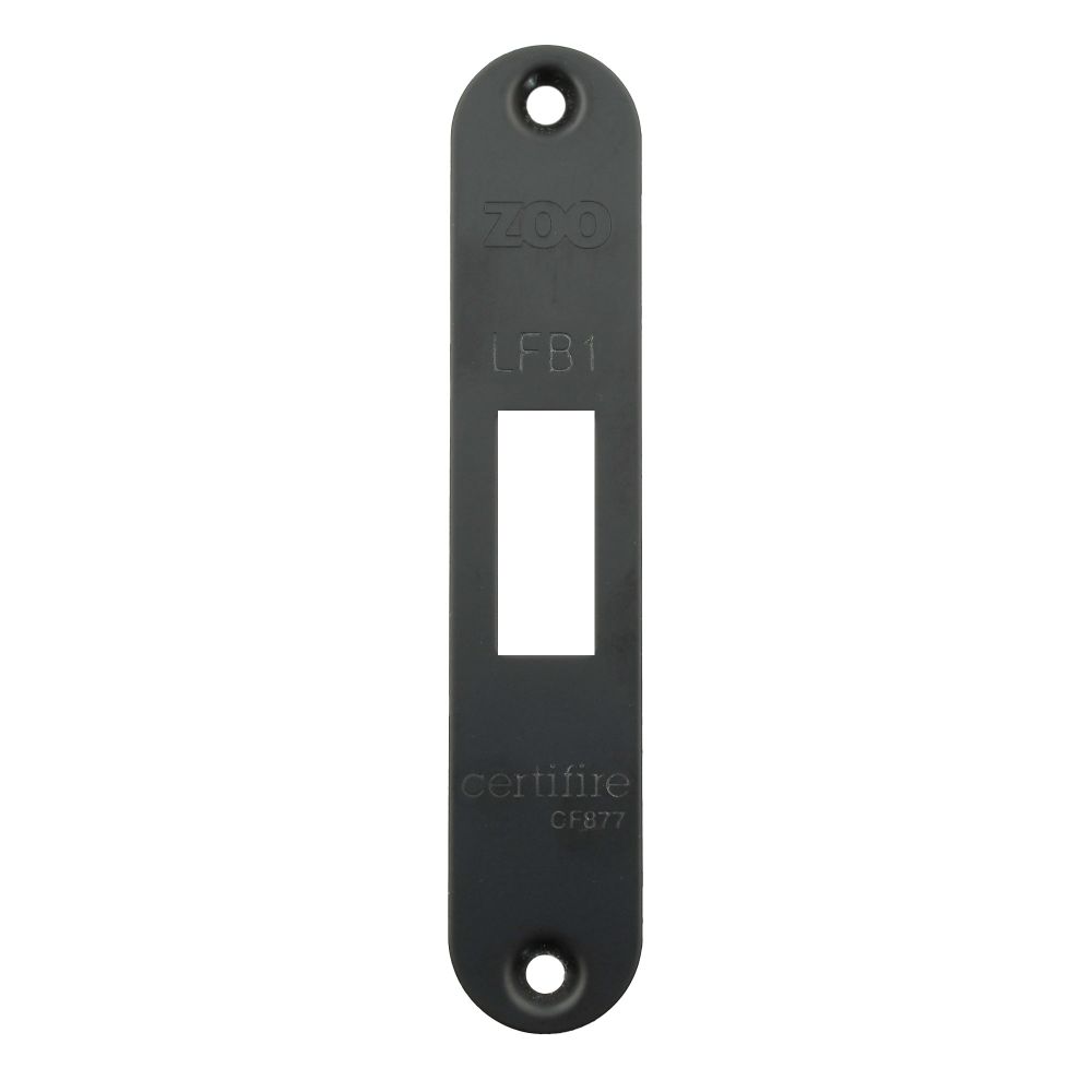 High quality image of the Zoo Hardware - Radius Forend, Strike and Escutcheon Pack t/s ZFB01 Fire Brigade Lock, PVD Black Finish | Sku. zfbap01-r-pvdblk | available to order from Trade Door Handles.