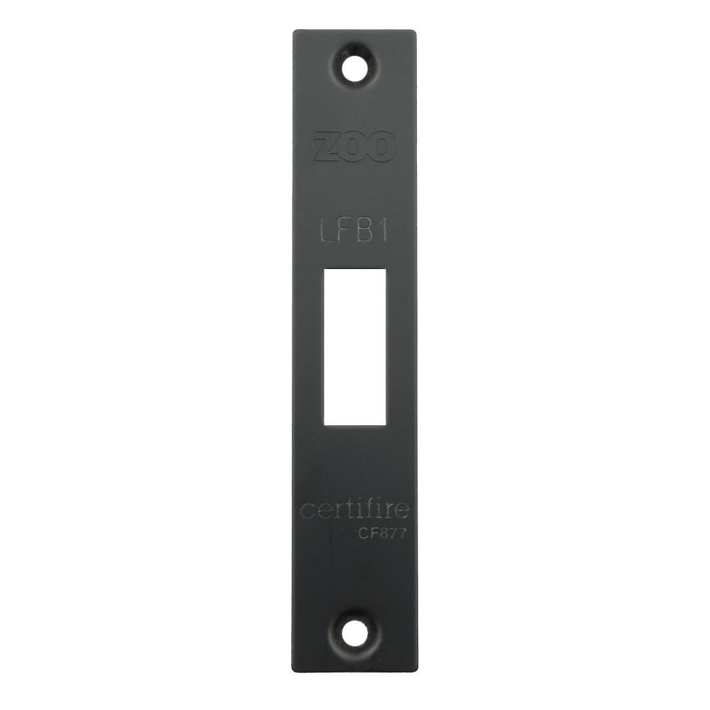 High quality image of the Zoo Hardware - Square Forend, Strike and Escutcheon Pack t/s ZFB01 Fire Brigade Lock, PVD Black Finish | Sku. zfbap01-s-pvdblk | available to order from Trade Door Handles.