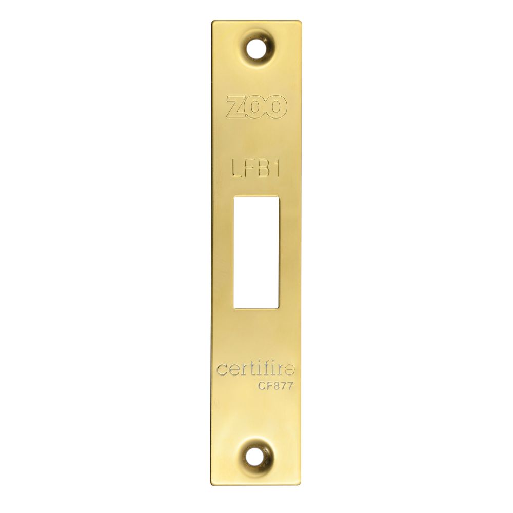 High quality image of the Zoo Hardware - Square Forend, Strike and Escutcheon Pack t/s ZFB01 Fire Brigade Lock, PVD Polished Brass Finish | Sku. zfbap01-s-pvdpb | available to order from Trade Door Handles.