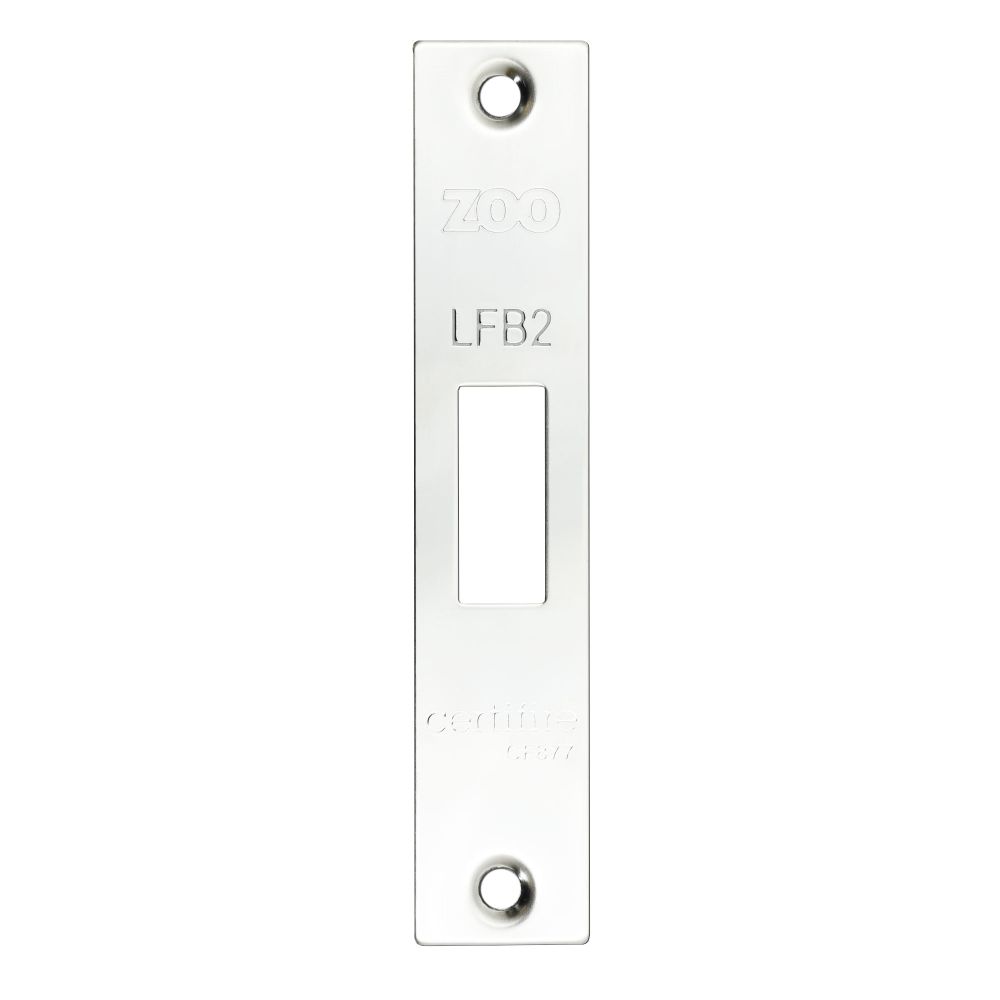 High quality image of the Zoo Hardware - Square Forend, Strike and Escutcheon Pack t/s ZFB02 Fire Brigade Lock, Square, - Polished Stainless Steel | Sku. zfbap02-s-pss | available to order from Trade Door Handles.