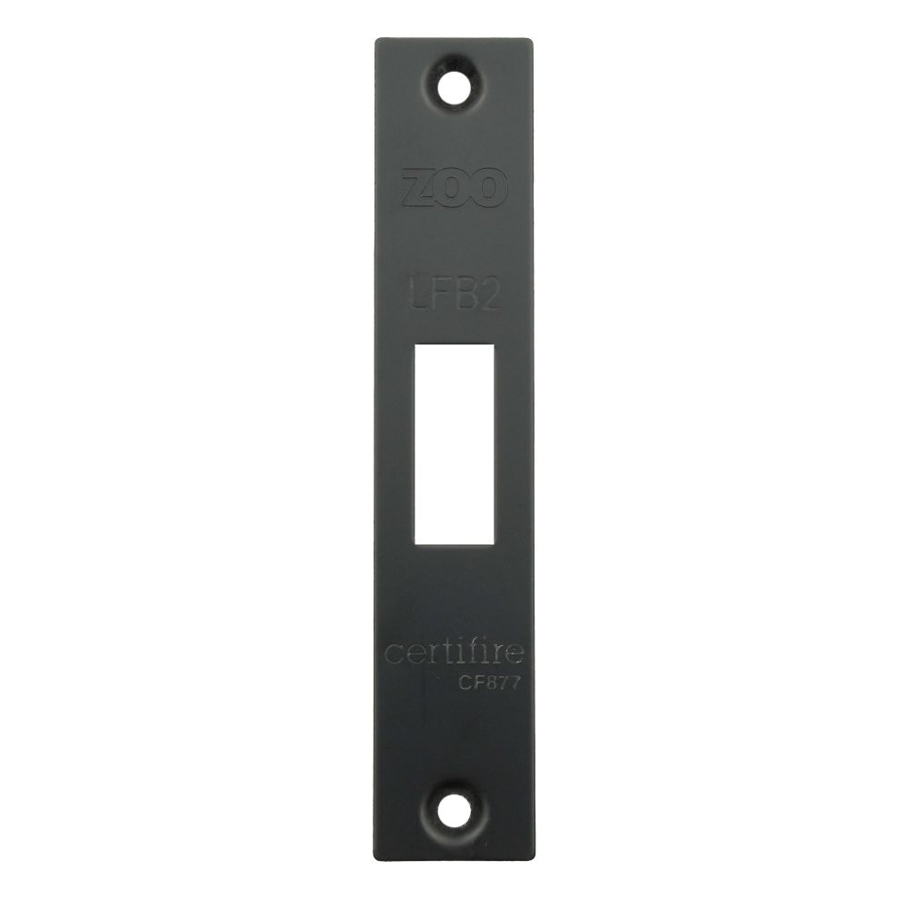 High quality image of the Zoo Hardware - Square Forend, Strike and Escutcheon Pack t/s ZFB02 Fire Brigade Lock, Square, PVD Black Finish | Sku. zfbap02-s-pvdblk | available to order from Trade Door Handles.