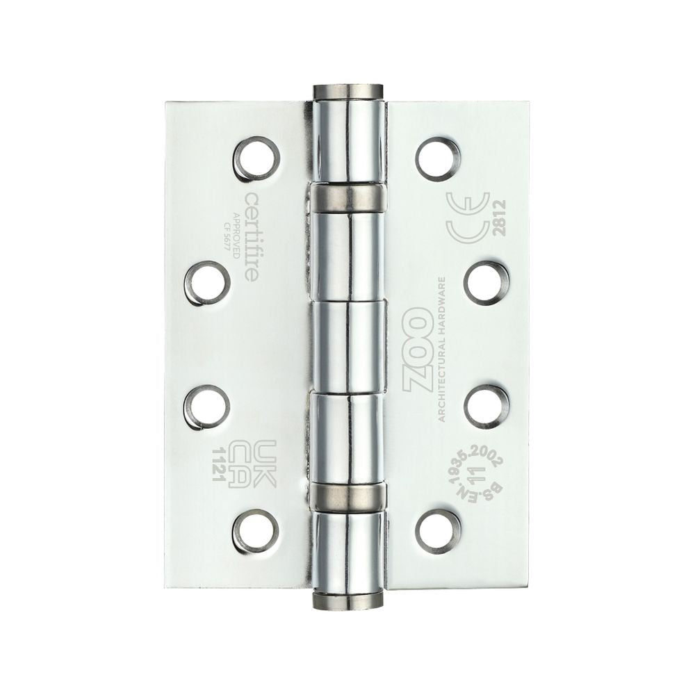 High quality image of the Zoo Hardware - Ball Bearing Hinge - Steel 102 x 76 x 3mm - Polished Chrome | Sku. zhs43cp | available to order from Trade Door Handles.