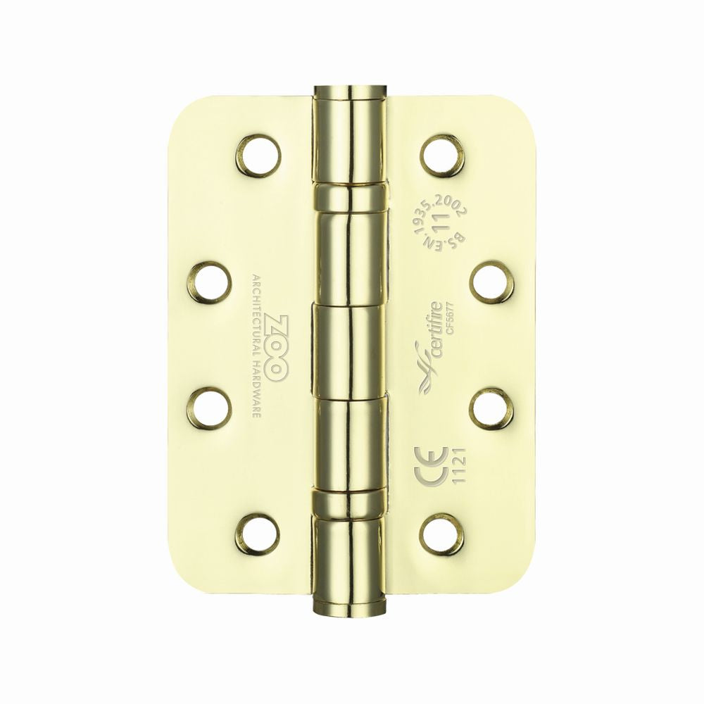 High quality image of the Zoo Hardware - Ball Bearing Hinge - Steel 102 x 76 x 3mm - Radius - Electro Brass | Sku. zhs43reb | available to order from Trade Door Handles.