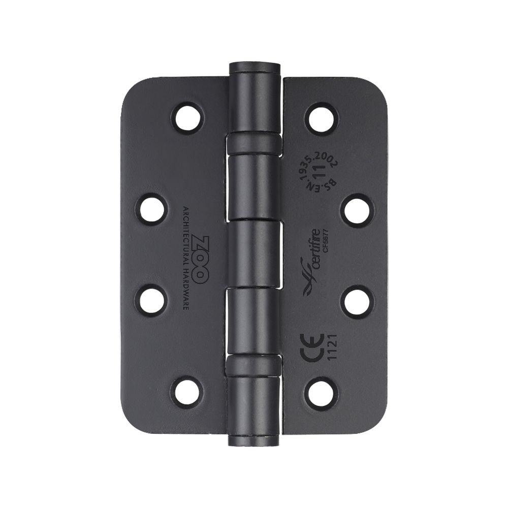 High quality image of the Zoo Hardware - Ball Bearing Hinge - Steel 102 x 76 x 3mm - Radius - Black | Sku. zhs43rpcb | available to order from Trade Door Handles.