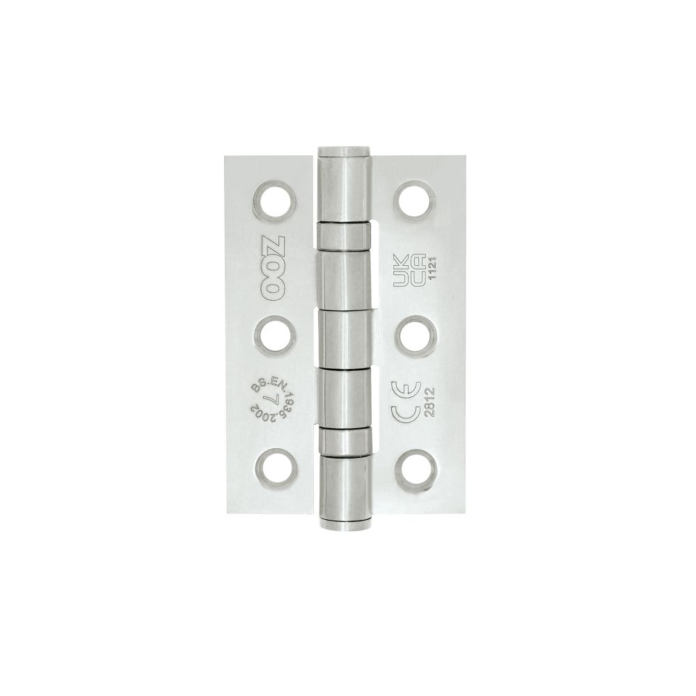 High quality image of the Zoo Hardware - Grade 7 - 76mm x 50mm x 2mm Hinge - Ball Bearing UKCA/CE Pol. St. Steel - Polished Stainless Steel | Sku. zhss232-fd-pss | available to order from Trade Door Handles.