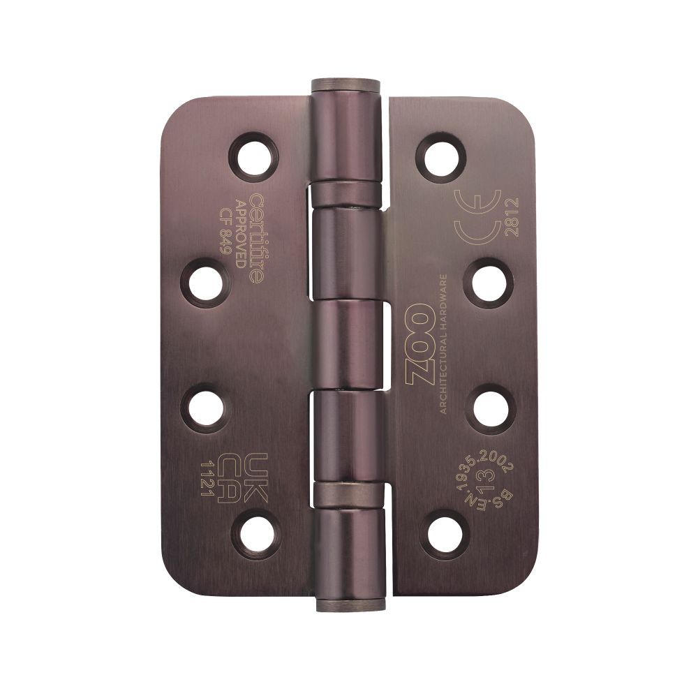 High quality image of the Zoo Hardware - Grade 13 Hinges - Ball Bearing 102mm x 76mm x 3mm Radius Corner - PVD Etna Bronze - E Coated Coffee | Sku. zhss243r-etb | available to order from Trade Door Handles.