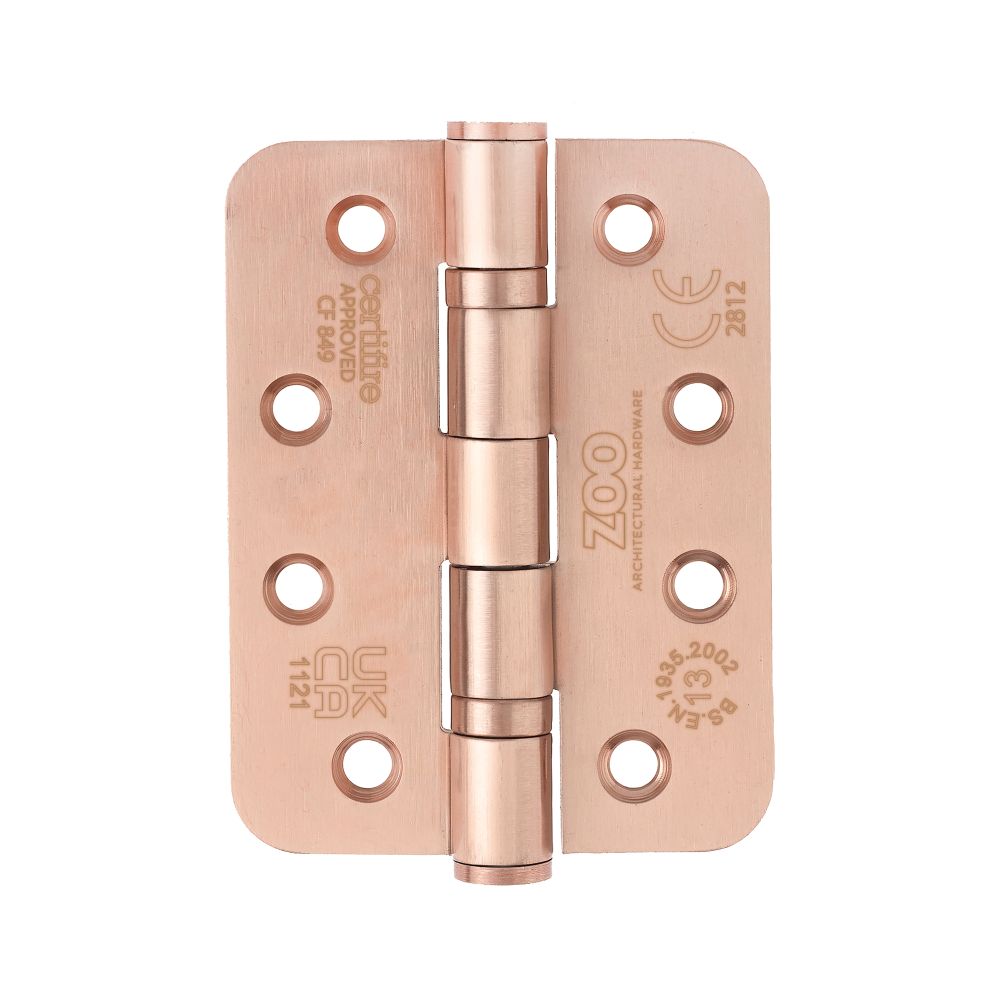 High quality image of the Zoo Hardware - Grade 13 Hinges - Ball Bearing 102mm x 76mm x 3mm Radius Corner - Tuscan Rose Gold | Sku. zhss243r-trg | available to order from Trade Door Handles.