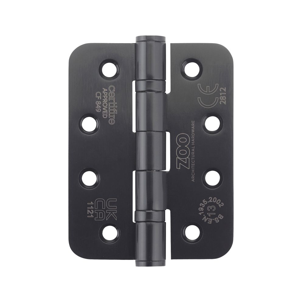 High quality image of the Zoo Hardware - Grade 13 Ball Bearing Hinge Stainless Steel Radius - Grade 201 -102 x 76 x 3mm - Black | Sku. zhss243rpcb | available to order from Trade Door Handles.