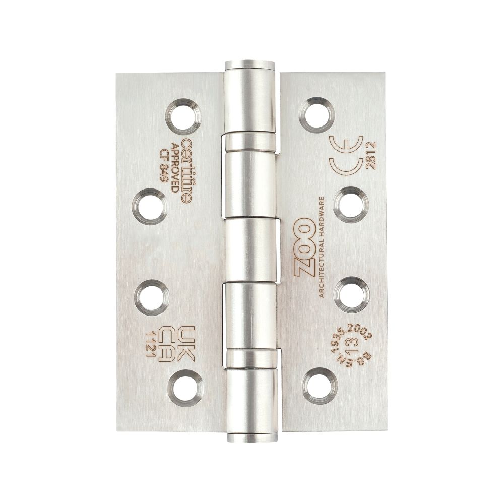 High quality image of the Zoo Hardware - Grade 13 Ball Bearing Hinge - Grade 201 - 102 x 76 x 3mm - Satin Stainless Steel | Sku. zhss243s | available to order from Trade Door Handles.