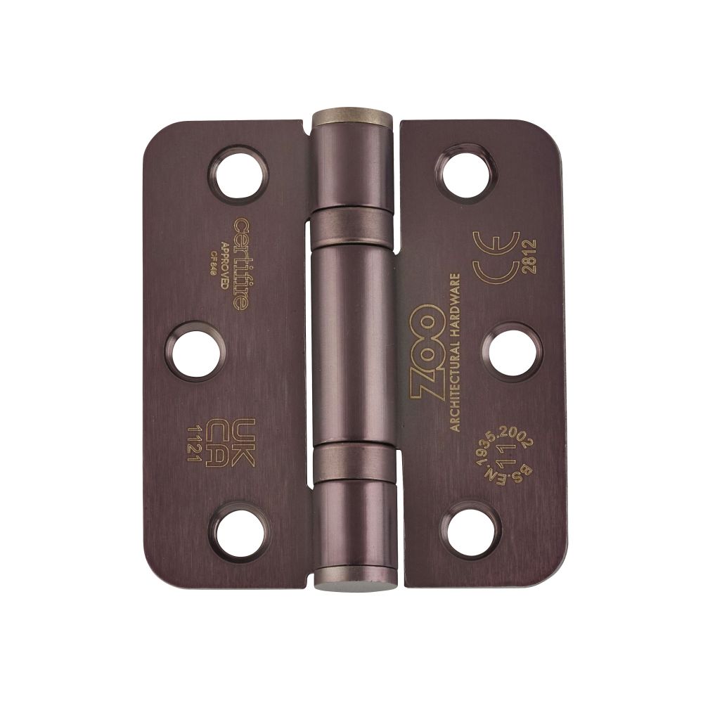 High quality image of the Zoo Hardware - Grade 11 Bearing Hinges - 76mm x 67mm x 2.5mm Radius Corner - Etna Bronze | Sku. zhss7667r-etb | available to order from Trade Door Handles.