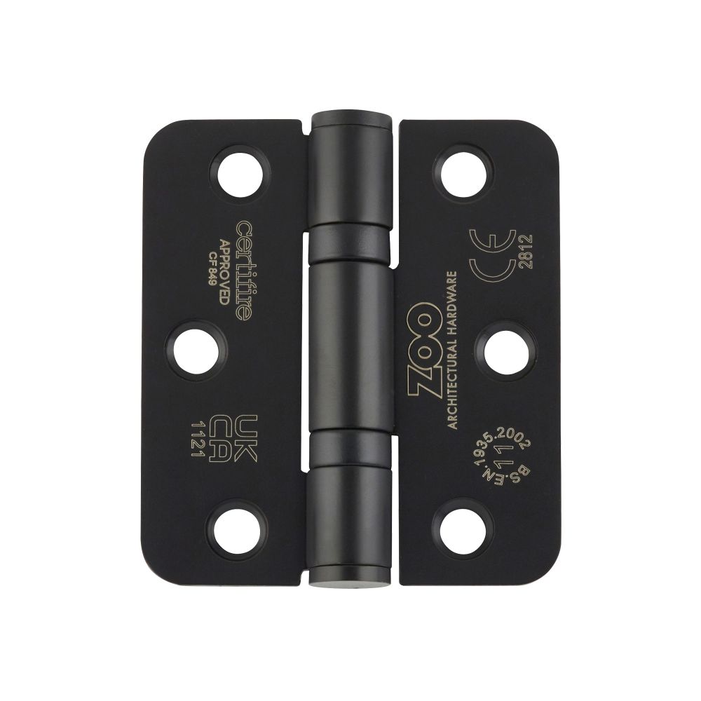 High quality image of the Zoo Hardware - Grade 11 Bearing Hinges - 76mm x 67mm x 2.5mm Radius Corner - Powder Coated Black | Sku. zhss7667r-pcb | available to order from Trade Door Handles.