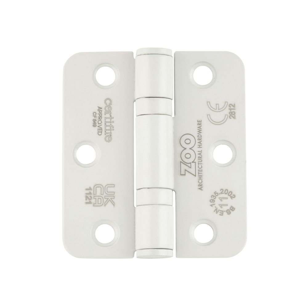 High quality image of the Zoo Hardware - Grade 11 Bearing Hinges - 76mm x 67mm x 2.5mm Radius Corner - Powder Coated White | Sku. zhss7667r-pcw | available to order from Trade Door Handles.