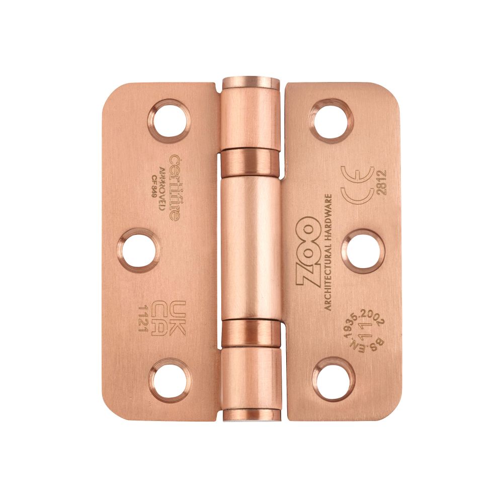 High quality image of the Zoo Hardware - Grade 11 Bearing Hinges - 76mm x 67mm x 2.5mm Radius Corner - Tuscan Rose Gold | Sku. zhss7667r-trg | available to order from Trade Door Handles.