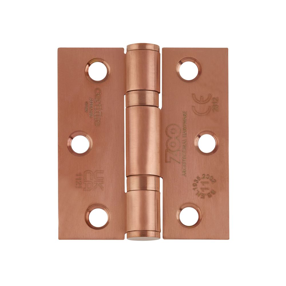 High quality image of the Zoo Hardware - Grade 11 Bearing Hinges - 76mm x 67mm x 2.5mm Square Corner - PVD Satin Bronze | Sku. zhss7667s-pvdbz | available to order from Trade Door Handles.