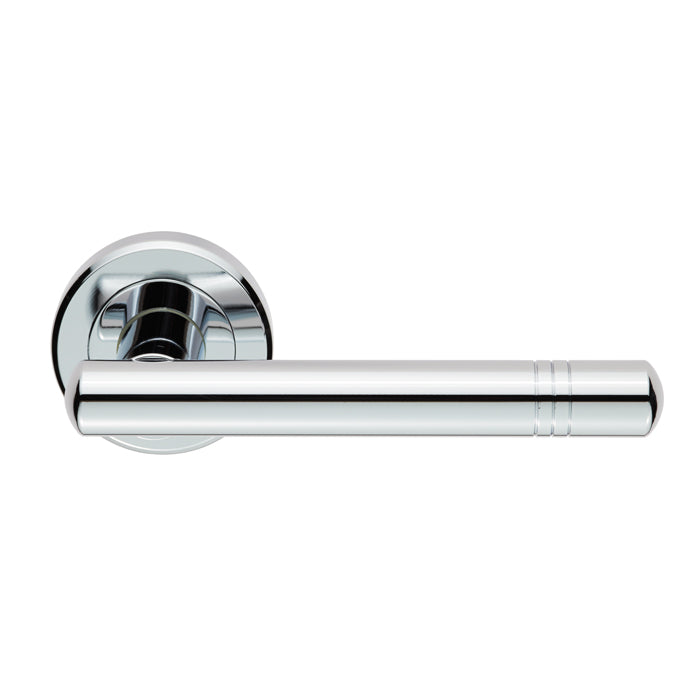High quality image of Serozzetta - Atalaya Lever On Rose - Polished Chrome | Sku. zin3116pc | Trade Door Handles.