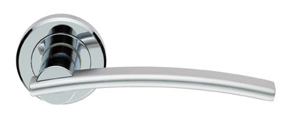 High quality image of Serozzetta - Cumulus Lever On Rose - Polished Chrome/Satin Chrome | Sku. zin3129pc-sc | Trade Door Handles.