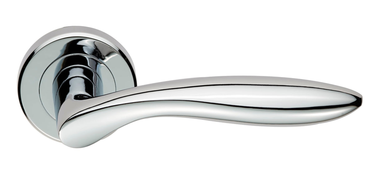 High quality image of Serozzetta - Shark Lever on Rose - Polished Chrome | Sku. zin3131pc | Trade Door Handles.