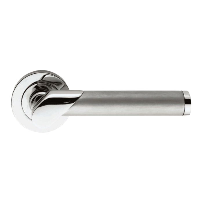 High quality image of Serozzetta - Irwin Lever On Rose - Dual Finish-Polished/Satin Chrome | Sku. zin3139pc-sc | Trade Door Handles.