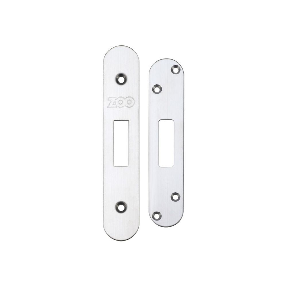 High quality image of the Zoo Hardware - Spare Acc Pk for UK Dead Locks - contains Radius Forend, Strike and Fixing Screws - Stain Stainless Steel | Sku. zlap11rss | available to order from Trade Door Handles.