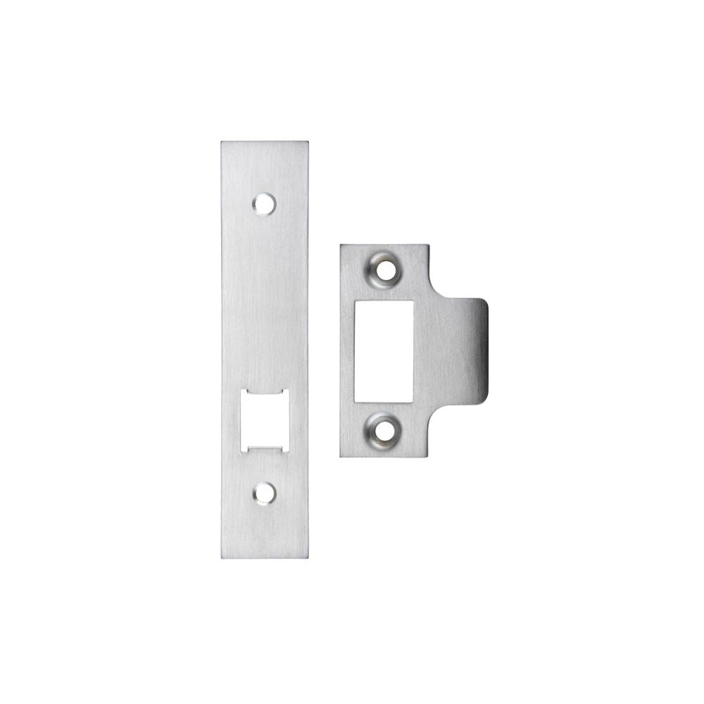 High quality image of the Zoo Hardware - Spare Acc Pk for UK Horizontal Latch - *BLANK* - Contains Forend, Strike and Fixing Screws (Latch Version) - Satin Chrome | Sku. zlap17bsc | available to order from Trade Door Handles.